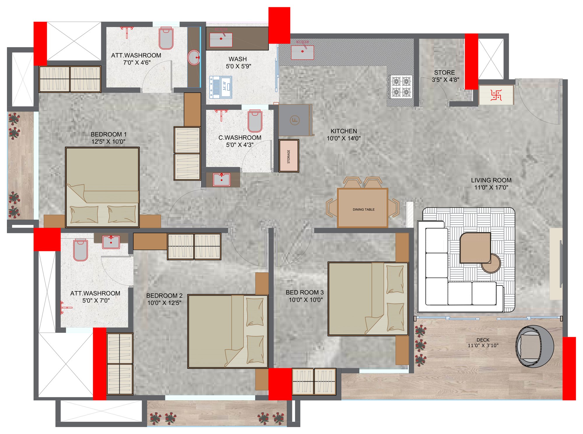 Furniture layout for Aspire, Tower K